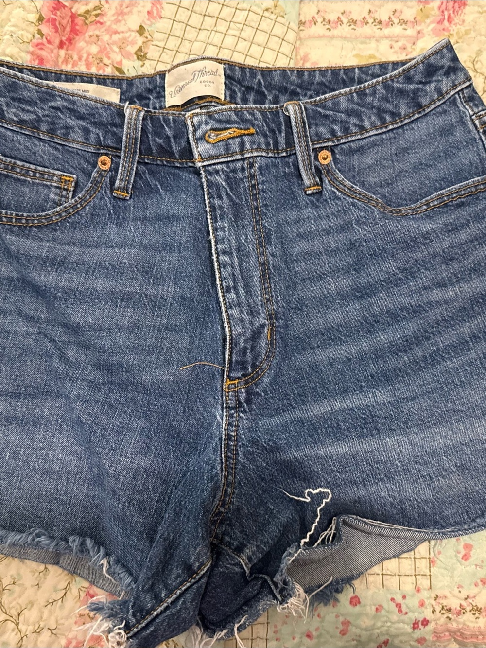 Universal Thread Women's Dark Blue High-Rise Denim Cutoff Shorts